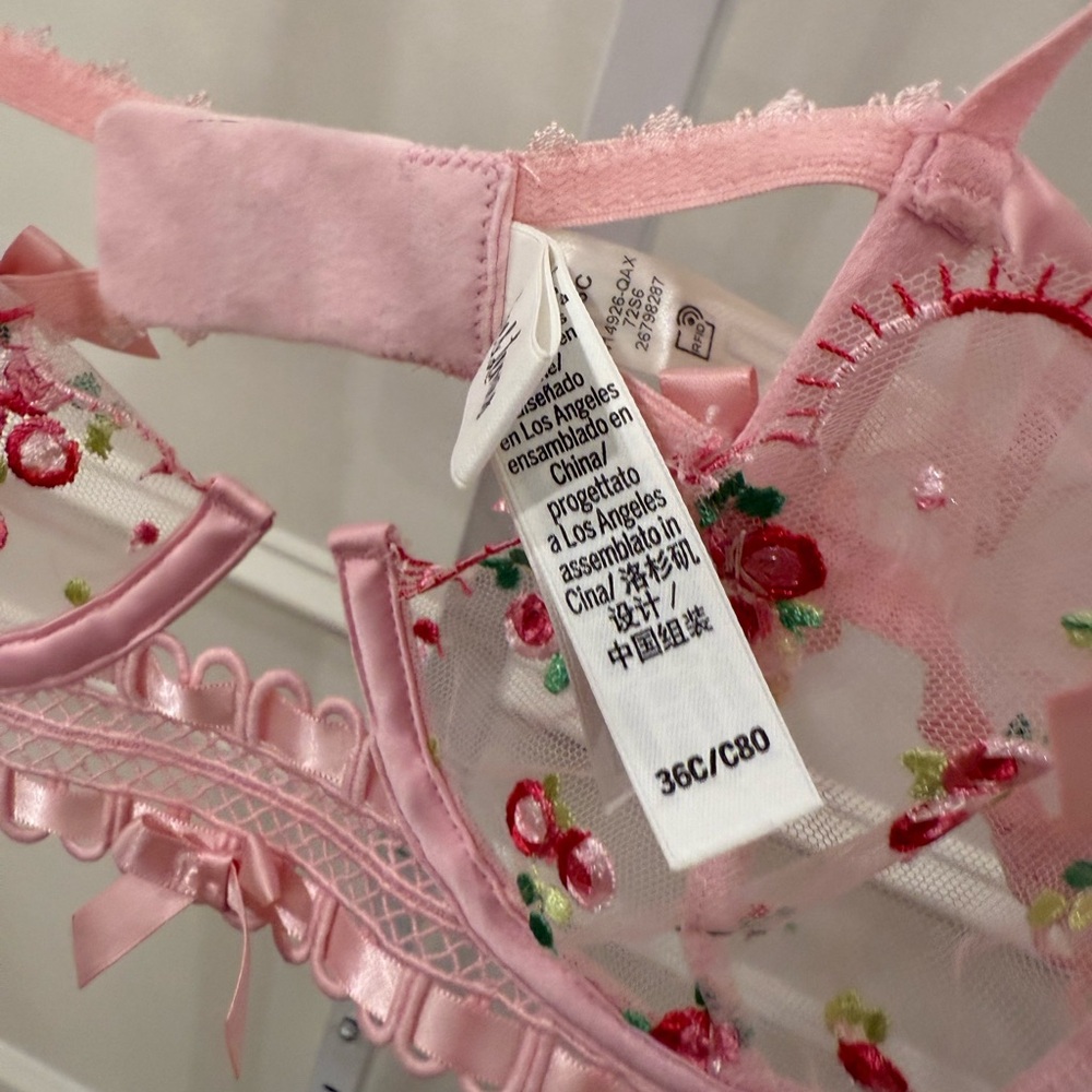 For Love And Lemons Pink Floral Embroidered Bra - Picture 5 of 6